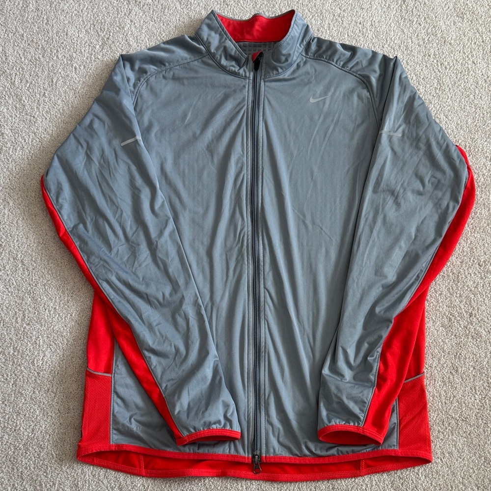 Nike Men's Large Gray and Red Performance Full-Zip Training Jacket